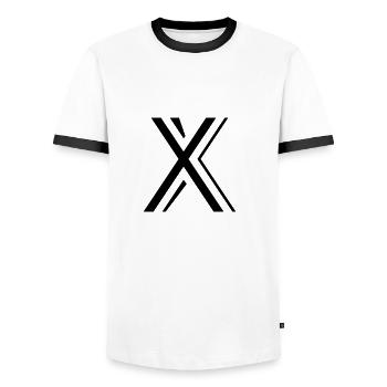 Letter X - Men's Ringer Shirt - white/black - Front - AI Model Female 172 light (172cm) & AI Model Male 178 dark (178cm)