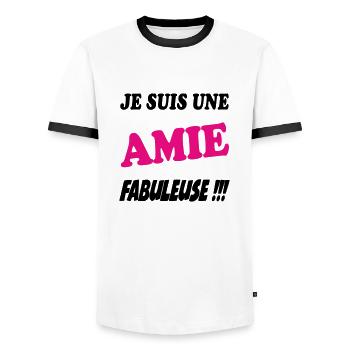 Je suis une amie fabuleuse - T-shirt contrasté Homme - blanc/noir - Devant - AI Model Female 172 light (172cm) & AI Model Male 178 dark (178cm)