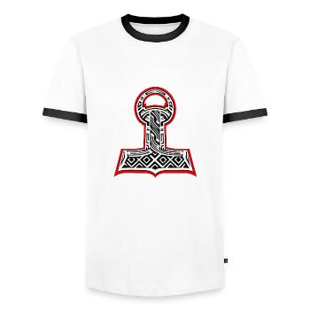 Marteau de Thor - T-shirt contrasté Homme - blanc/noir - Devant - AI Model Female 172 light (172cm) & AI Model Male 178 dark (178cm)