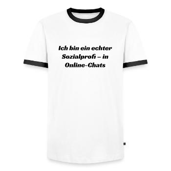 Typisch-Gamer - Männer Kontrast-T-Shirt - Weiß/Schwarz - Vorne - AI Model Female 172 light (172cm) & AI Model Male 178 dark (178cm)