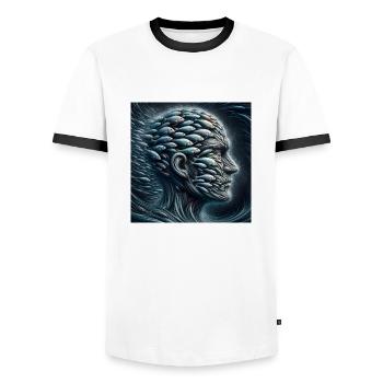 Face of Pisces 2 - Men's Ringer Shirt - white/black - Front - AI Model Female 172 light (172cm) & AI Model Male 178 dark (178cm)