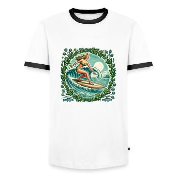 Surfer Girl - Men's Ringer Shirt - white/black - Front - AI Model Female 172 light (172cm) & AI Model Male 178 dark (178cm)