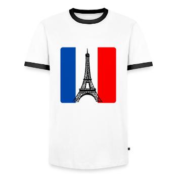 Eiffel Tower Paris France French flag - Men's Ringer Shirt - white/black - Front - AI Model Female 172 light (172cm) & AI Model Male 178 dark (178cm)