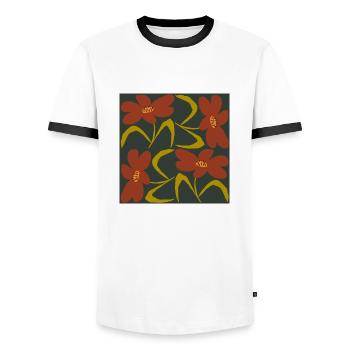 F66 - T-shirt contrasté Homme - blanc/noir - Devant - AI Model Female 172 light (172cm) & AI Model Male 178 dark (178cm)