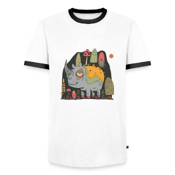 Tired rhinoceros - Men's Ringer Shirt - white/black - Front - AI Model Female 172 light (172cm) & AI Model Male 178 dark (178cm)