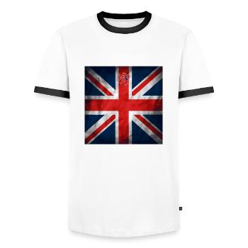 United Kingdom British Flag UK Souvenir - T-shirt contrasté Homme - blanc/noir - Devant - AI Model Female 172 light (172cm) & AI Model Male 178 dark (178cm)