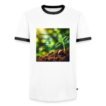 Nature - T-shirt contrasté Homme - blanc/noir - Devant - AI Model Female 172 light (172cm) & AI Model Male 178 dark (178cm)
