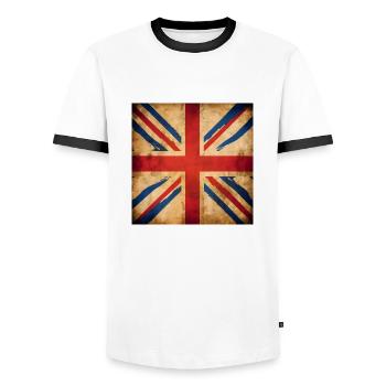 United Kingdom British Flag UK Souvenir - T-shirt contrasté Homme - blanc/noir - Devant - AI Model Female 172 light (172cm) & AI Model Male 178 dark (178cm)