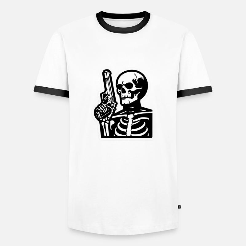 Skeleton with Weapon - Men's Ringer Shirt - white/black