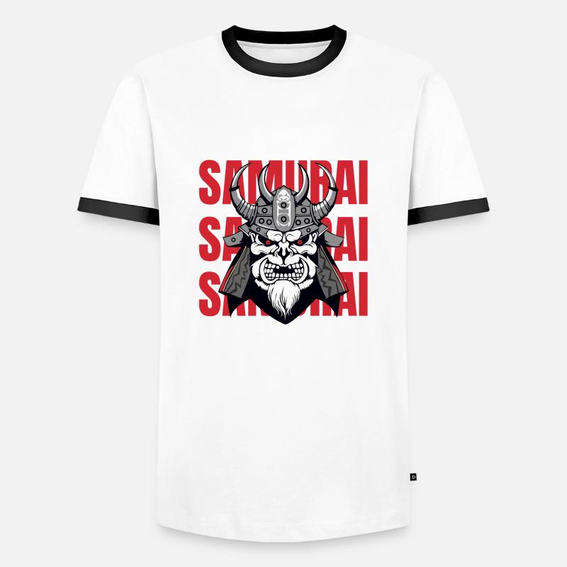 Samurai - Männer Kontrast-T-Shirt - Weiß/Schwarz