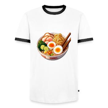 Ramen Bowl - Japanese Flavor - Men's Ringer Shirt - white/black - Front - AI Model Female 172 light (172cm) & AI Model Male 178 dark (178cm)