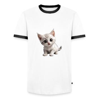 Kätzchen - Männer Kontrast-T-Shirt - Weiß/Schwarz - Vorne - AI Model Female 172 light (172cm) & AI Model Male 178 dark (178cm)