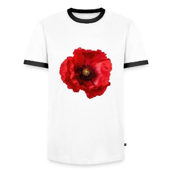 Mohnblume - Männer Kontrast-T-Shirt - Weiß/Schwarz - Vorne - AI Model Female 172 light (172cm) & AI Model Male 178 dark (178cm)