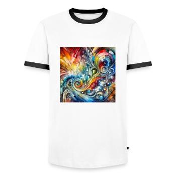 Spectre dynamique - Peinture abstraite - T-shirt contrasté Homme - blanc/noir - Devant - AI Model Female 172 light (172cm) & AI Model Male 178 dark (178cm)