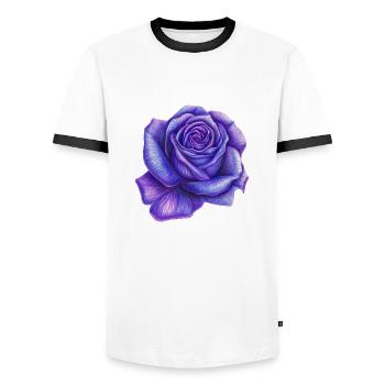Purple Rose - Men's Ringer Shirt - white/black - Front - AI Model Female 172 light (172cm) & AI Model Male 178 dark (178cm)