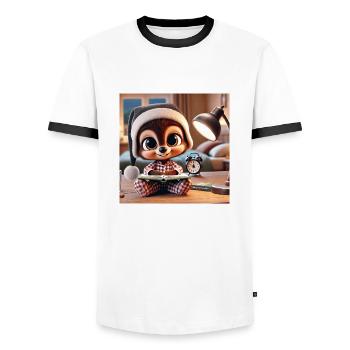 Sleeping with your cuddly toy - Men's Ringer Shirt - white/black - Front - AI Model Female 172 light (172cm) & AI Model Male 178 dark (178cm)