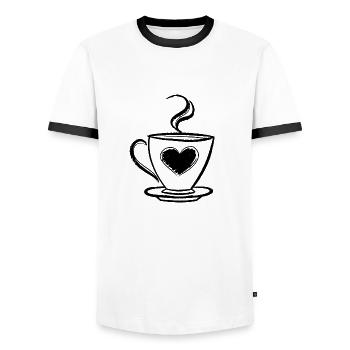 Coffee - Men's Ringer Shirt - white/black - Front - AI Model Female 172 light (172cm) & AI Model Male 178 dark (178cm)