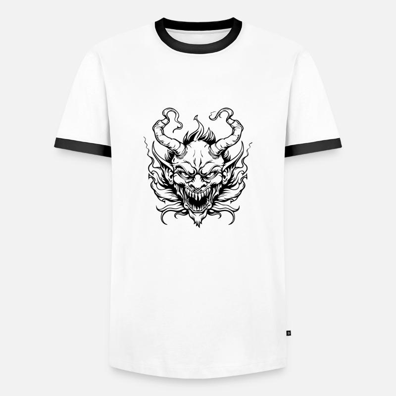 Teufel Dämon Satan - Männer Kontrast-T-Shirt - Weiß/Schwarz