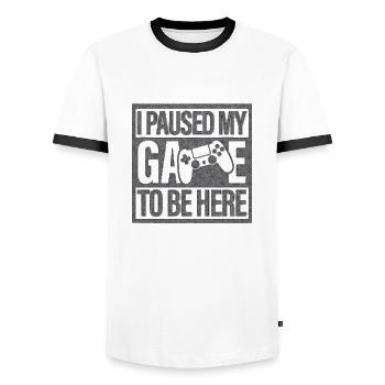 Gamer Jeu En Ligne Jeux Sur Ordinateur Arcade Neon - T-shirt contrasté Homme - blanc/noir - Devant - AI Model Female 172 light (172cm) & AI Model Male 178 dark (178cm)