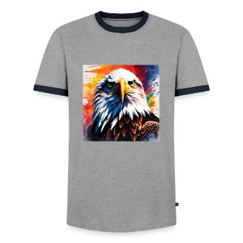 Eagle coloured - Men's Ringer Shirt - grey/navy  - Front - AI Model Female 172 light (172cm) & AI Model Male 178 light (178cm)