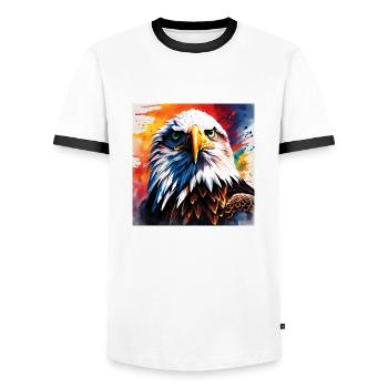 Adler farbig - Männer Kontrast-T-Shirt - Weiß/Schwarz - Vorne - AI Model Female 172 light (172cm) & AI Model Male 178 dark (178cm)