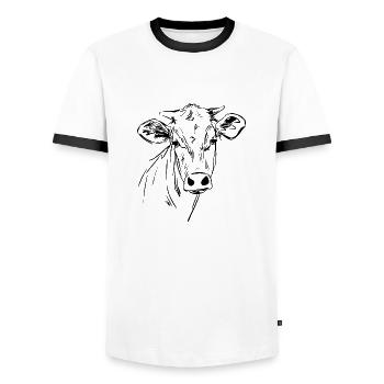 Vache Vaches - T-shirt contrasté Homme - blanc/noir - Devant - AI Model Female 172 light (172cm) & AI Model Male 178 dark (178cm)