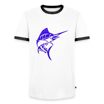 Southport Marlins I Know What You Did Last Summer - Men's Ringer Shirt - white/black - Front - AI Model Female 172 light (172cm) & AI Model Male 178 dark (178cm)