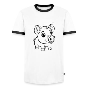 Schwein Schweinchen - Männer Kontrast-T-Shirt - Weiß/Schwarz - Vorne - AI Model Female 172 light (172cm) & AI Model Male 178 dark (178cm)