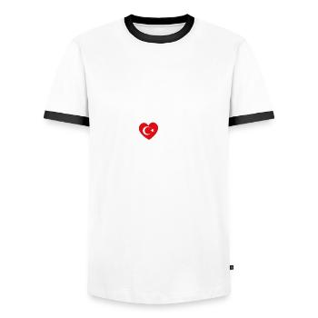 heartbeat Turkey - Men's Ringer Shirt - white/black - Front - AI Model Female 172 light (172cm) & AI Model Male 178 dark (178cm)