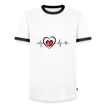 heartbeat Turkey - Men's Ringer Shirt - white/black - Front - AI Model Female 172 light (172cm) & AI Model Male 178 dark (178cm)