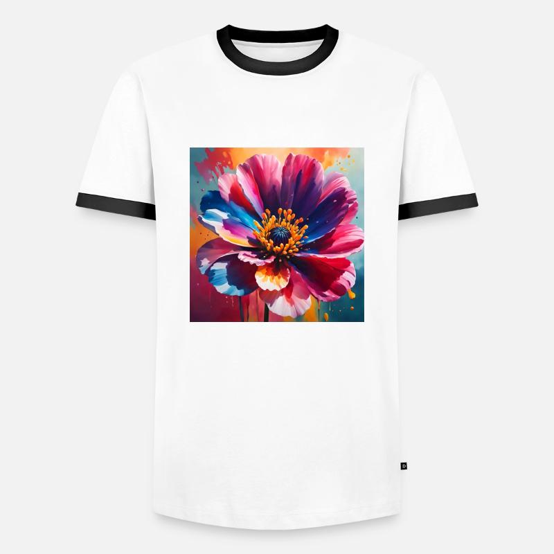 Blume - Männer Kontrast-T-Shirt - Weiß/Schwarz