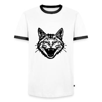 Cat Cats Cat Lady Cat Lover Cat Face - Men's Ringer Shirt - white/black - Front - AI Model Female 172 light (172cm) & AI Model Male 178 dark (178cm)