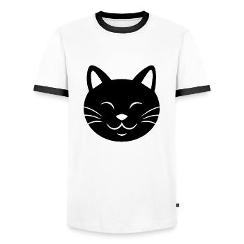 Cat Cats Cat Lady Cat Lover Cat Face - Men's Ringer Shirt - white/black - Front - AI Model Female 172 light (172cm) & AI Model Male 178 dark (178cm)