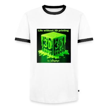 3D Printing Motif 2 - Men's Ringer Shirt - white/black - Front - AI Model Female 172 light (172cm) & AI Model Male 178 dark (178cm)