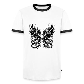 Fantasy Dragon Anime Drachenkopf Mythisch Reptil Magie - Männer Kontrast-T-Shirt - Weiß/Schwarz - Vorne - AI Model Female 172 light (172cm) & AI Model Male 178 dark (178cm)