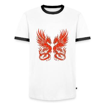 Fantasy Dragon Anime Drachenkopf Mythisch Reptil Magie - Männer Kontrast-T-Shirt - Weiß/Schwarz - Vorne - AI Model Female 172 light (172cm) & AI Model Male 178 dark (178cm)