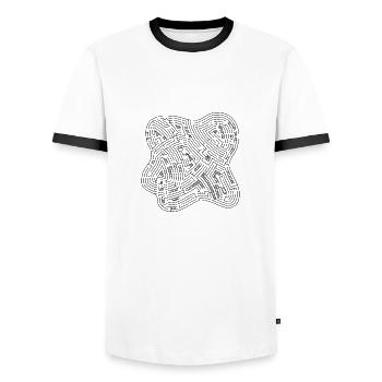Labyrinth 3 (schwarze Ausführung) - Männer Kontrast-T-Shirt - Weiß/Schwarz - Vorne - AI Model Female 172 light (172cm) & AI Model Male 178 dark (178cm)