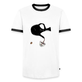 café à s’asseoir - Cérémonie du café éthiopien - T-shirt contrasté Homme - blanc/noir - Devant - AI Model Female 172 light (172cm) & AI Model Male 178 dark (178cm)