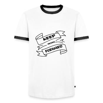 Continuez à aller de l’avant - T-shirt contrasté Homme - blanc/noir - Devant - AI Model Female 172 light (172cm) & AI Model Male 178 dark (178cm)