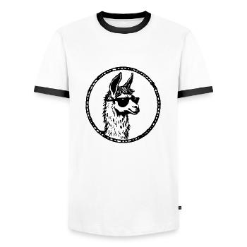 Lama - Männer Kontrast-T-Shirt - Weiß/Schwarz - Vorne - AI Model Female 172 light (172cm) & AI Model Male 178 dark (178cm)