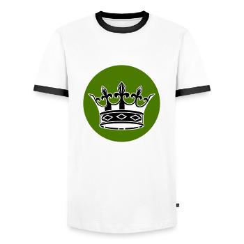 krone 1 - Männer Kontrast-T-Shirt - Weiß/Schwarz - Vorne - AI Model Female 172 light (172cm) & AI Model Male 178 dark (178cm)