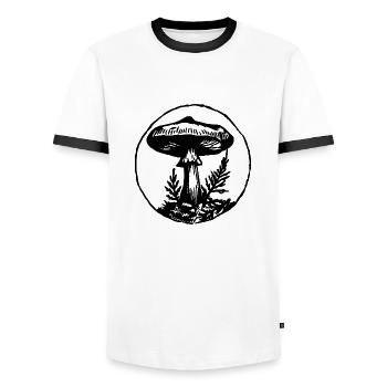 Pilz Pilzsammler - Männer Kontrast-T-Shirt - Weiß/Schwarz - Vorne - AI Model Female 172 light (172cm) & AI Model Male 178 dark (178cm)