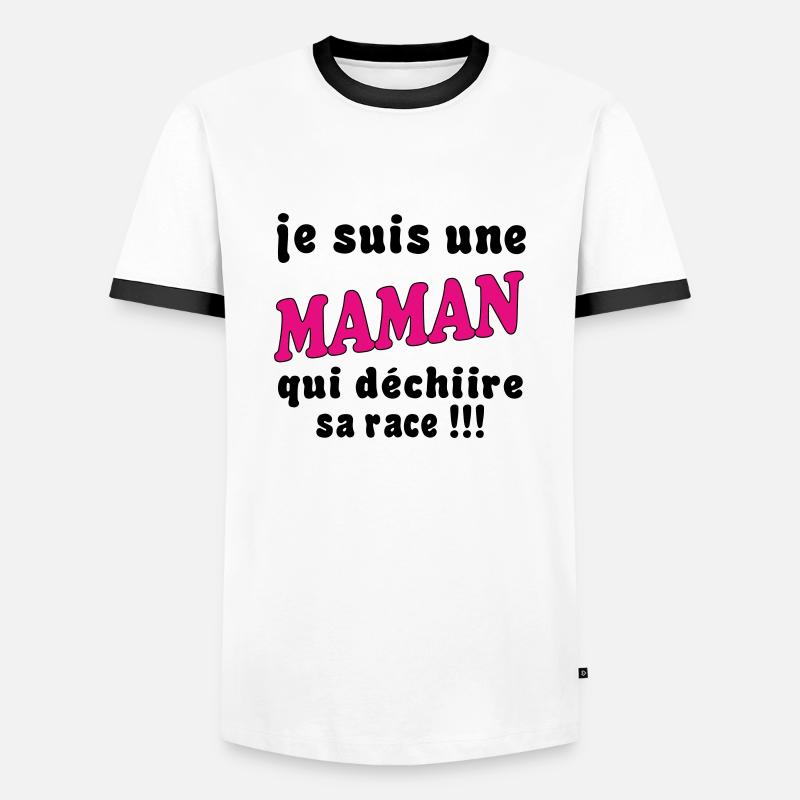 Ich bin eine MAMA... - Männer Kontrast-T-Shirt - Weiß/Schwarz