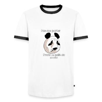 Le café du matin (version francophone) - T-shirt contrasté Homme - blanc/noir - Devant - AI Model Female 172 light (172cm) & AI Model Male 178 dark (178cm)