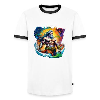 Der Mann - Männer Kontrast-T-Shirt - Weiß/Schwarz - Vorne - AI Model Female 172 light (172cm) & AI Model Male 178 dark (178cm)