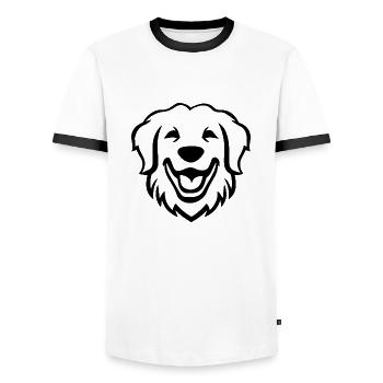 Golden Retriever Dog Dogs - Men's Ringer Shirt - white/black - Front - AI Model Female 172 light (172cm) & AI Model Male 178 dark (178cm)