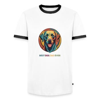 Vintage Hund bester Hundebesitzer - Männer Kontrast-T-Shirt - Weiß/Schwarz - Vorne - AI Model Female 172 light (172cm) & AI Model Male 178 dark (178cm)