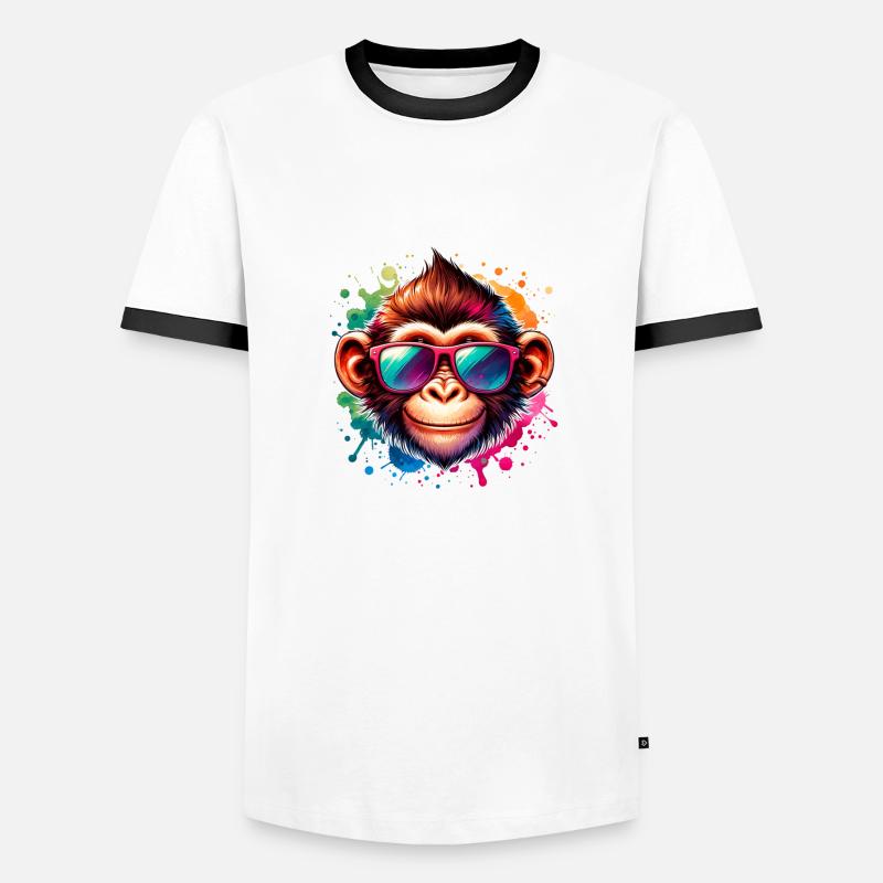 Cool Monkey - Funky Monkey - Men's Ringer Shirt - white/black
