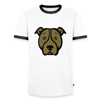 dog - Männer Kontrast-T-Shirt - Weiß/Schwarz - Vorne - AI Model Female 172 light (172cm) & AI Model Male 178 dark (178cm)