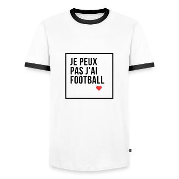 Football - Fußball - Fútbol - Calcio - Foot - Cool - Männer Kontrast-T-Shirt - Weiß/Schwarz - Vorne - AI Model Female 172 light (172cm) & AI Model Male 178 dark (178cm)